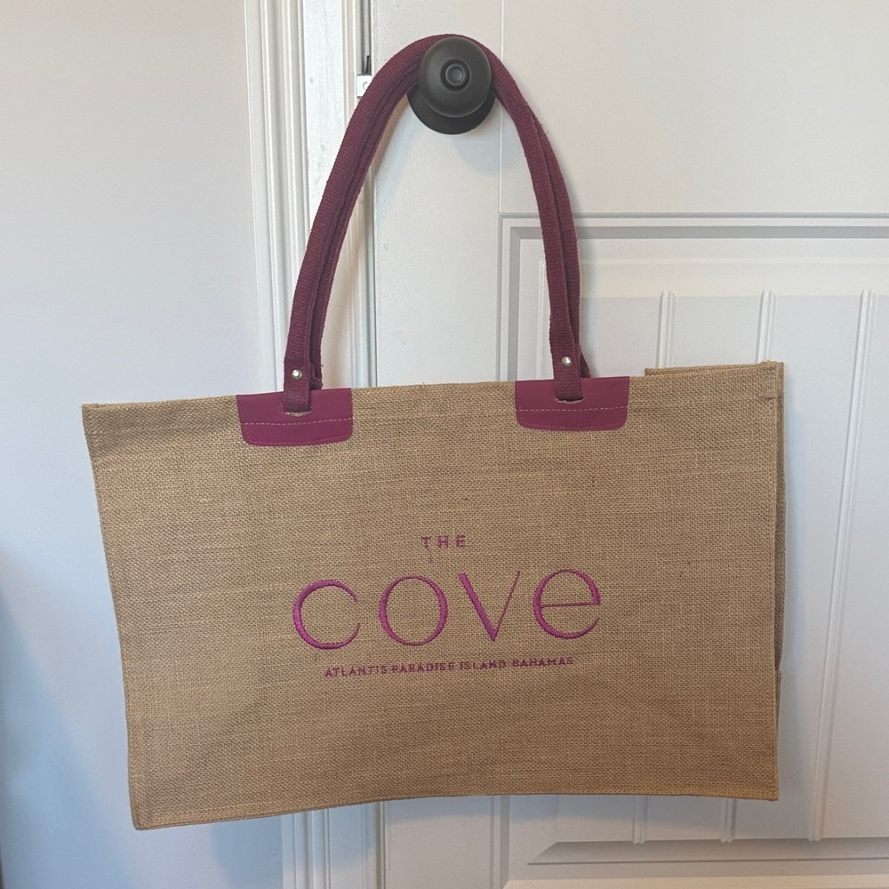 The Cove Atlantis Bahamas Tote Bag Tan Purple Beach Resort Exclusive Large Bag